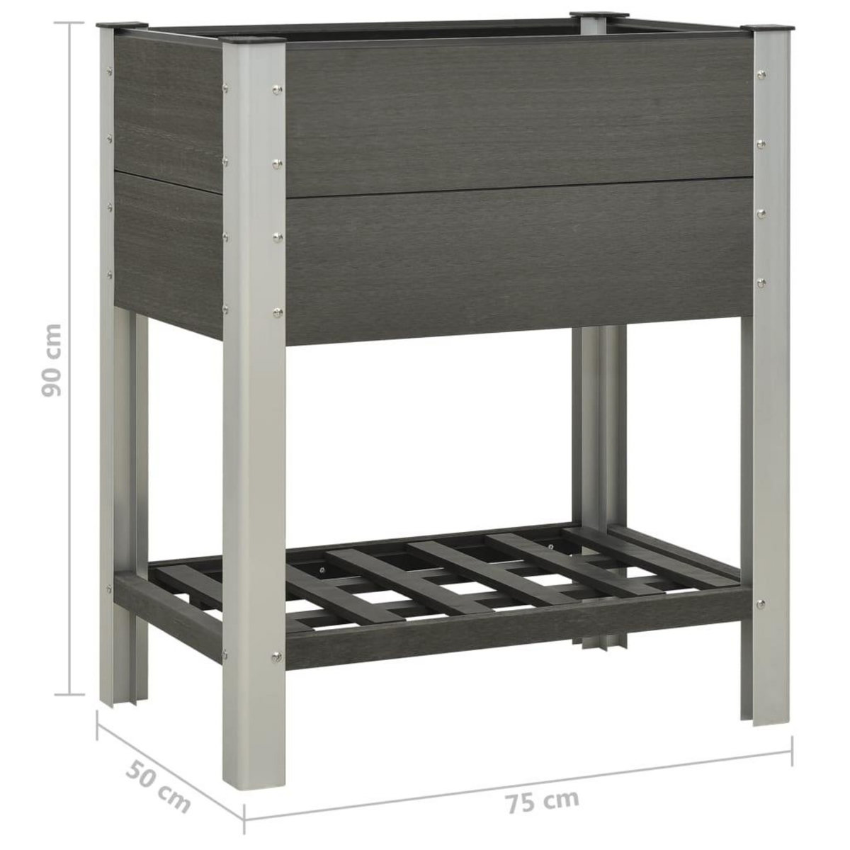 VIDAXL Lit sureleve de jardin avec etagere 75x50x90 cm WPC Gris