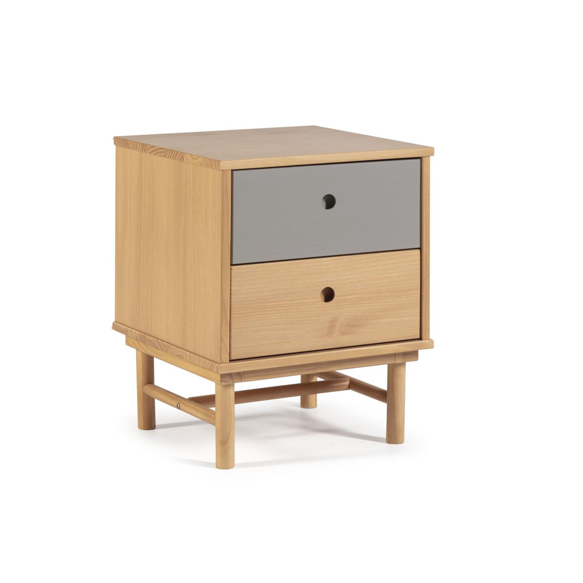 VS VENTA-STOCK Table de chevet Magnus 2 tiroirs, bois massif