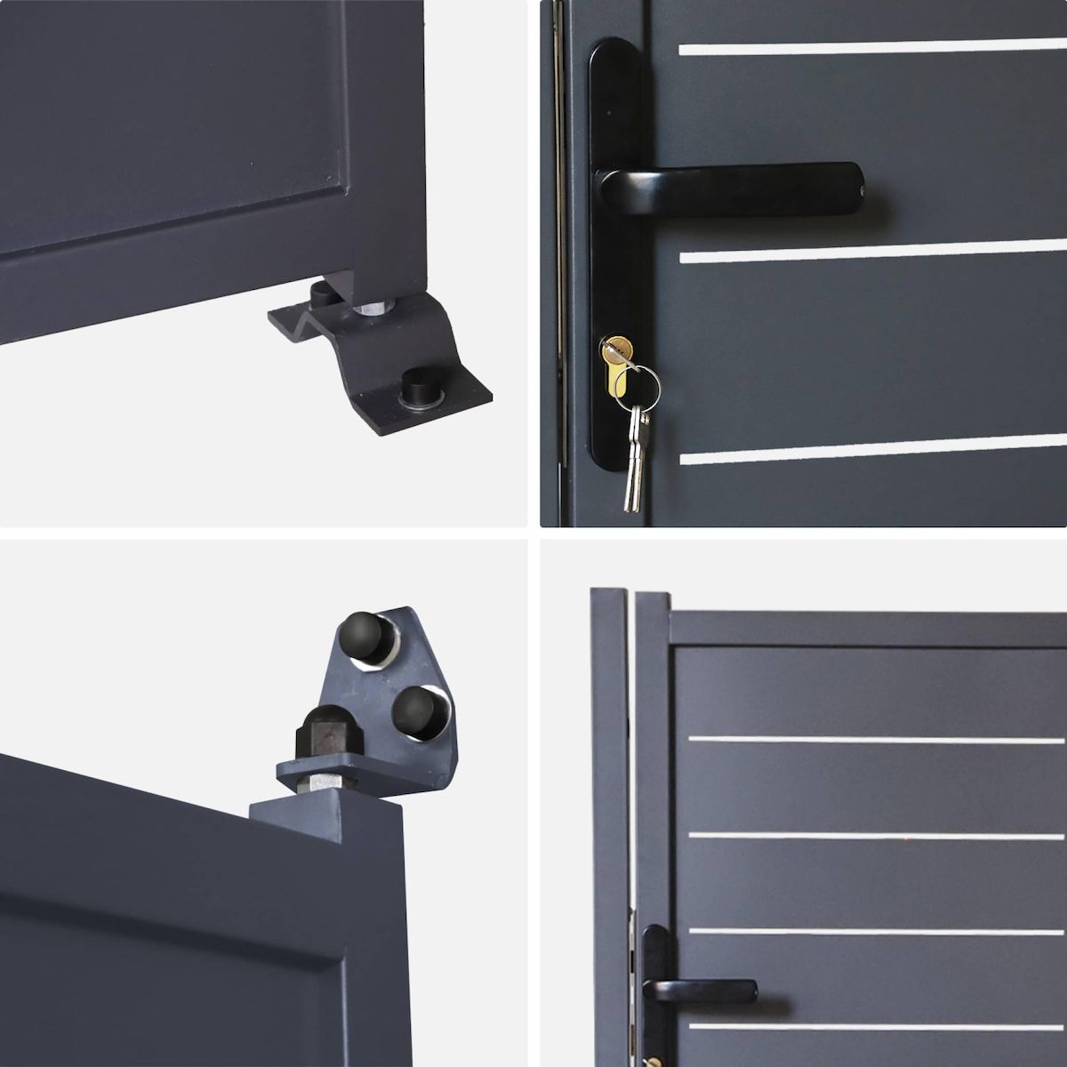 SWEEEK Portillon de jardin acier galvanisé anthracite avec serrure et poignée. fixation mur et sol - Axis