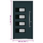 Voir la diapositive 6 : VIDAXL Porte d'entree Anthracite 100x200 cm Aluminium et PVC