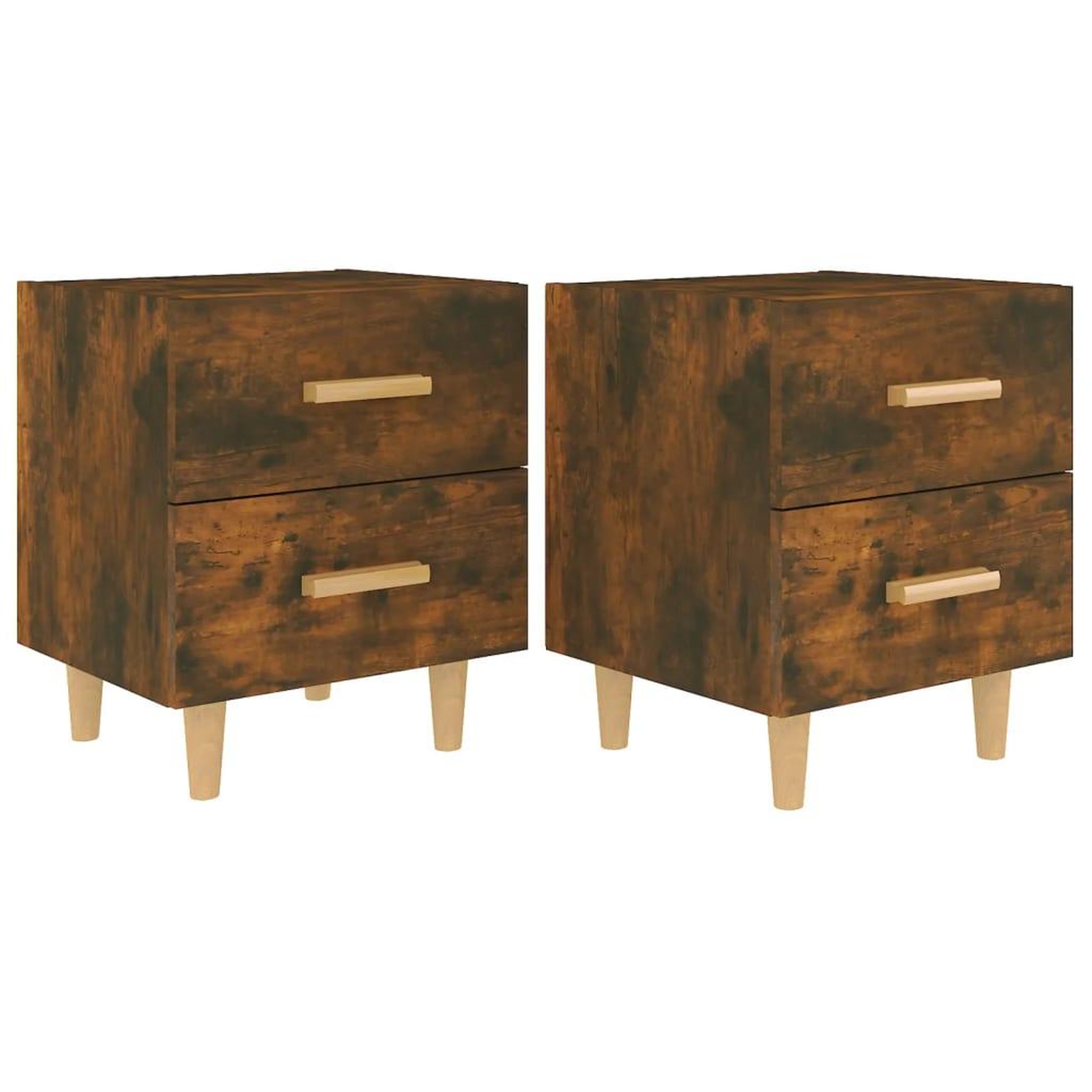 Voir la diapositive 2 : VIDAXL Tables de chevet 2 pcs Chene fume 40x35x47,5 cm