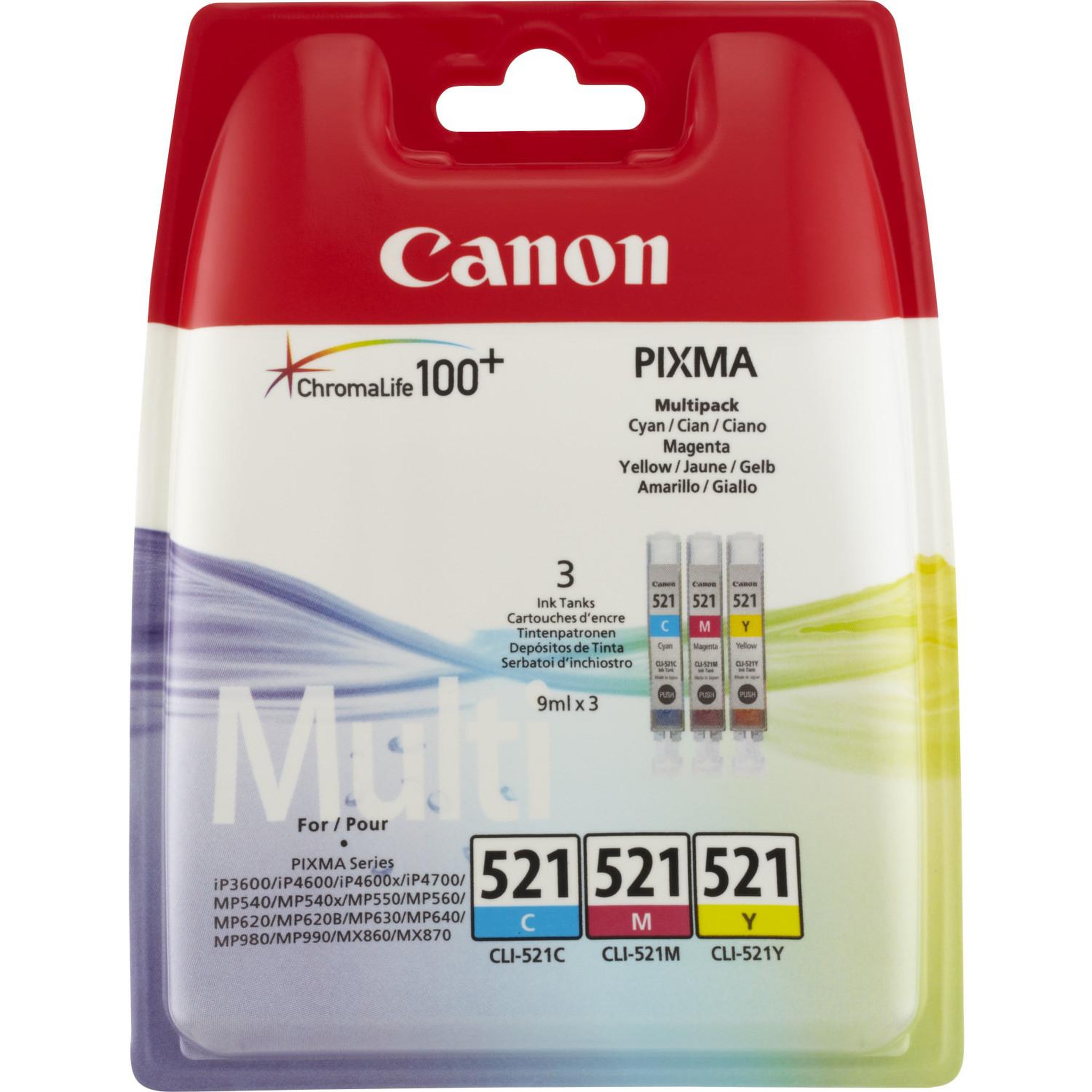 Voir la diapositive 2 : Canon Cartouche d'encre cli-521 3 couleurs cmj