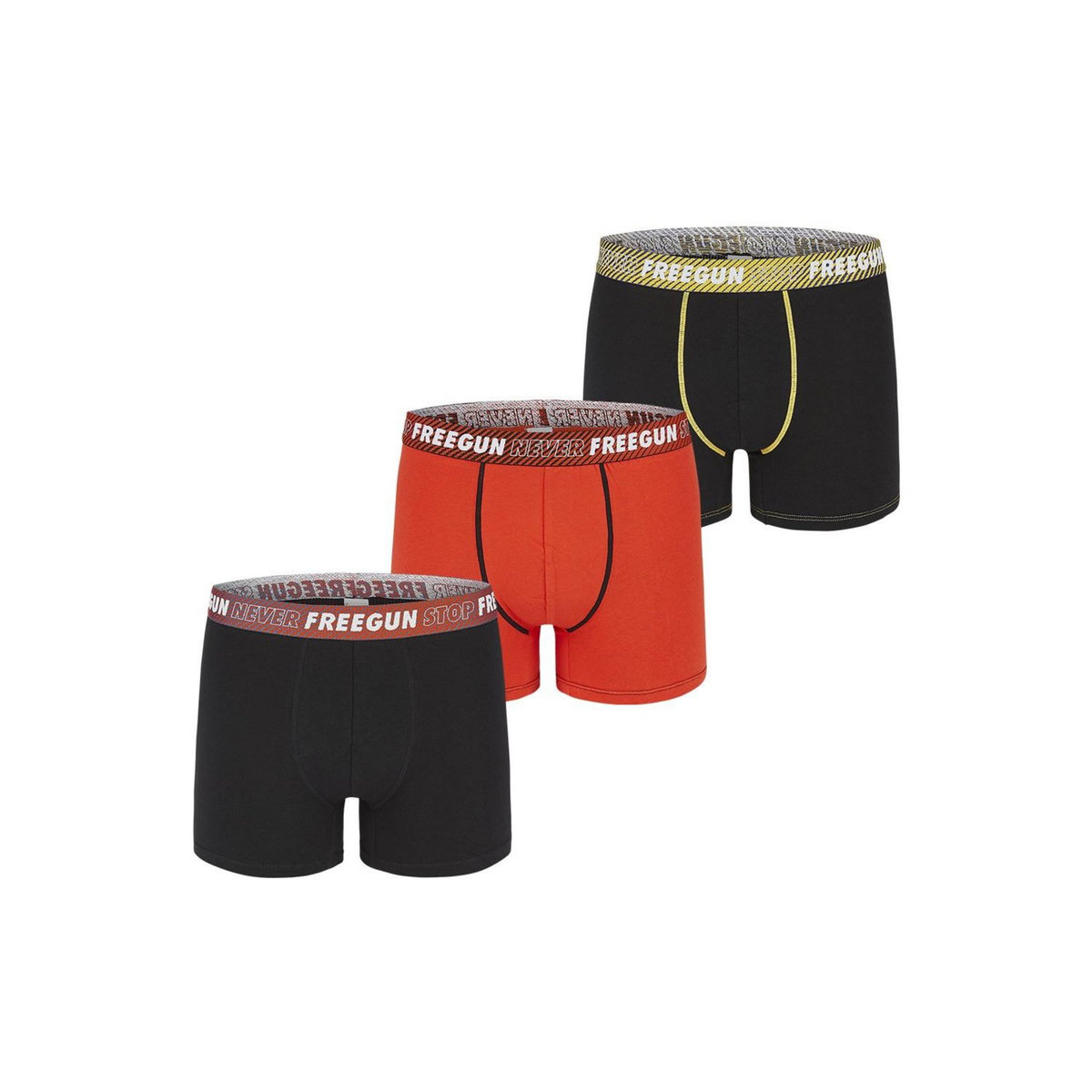 FREEGUN Lot de 3 Boxers coton garçon Never Stop