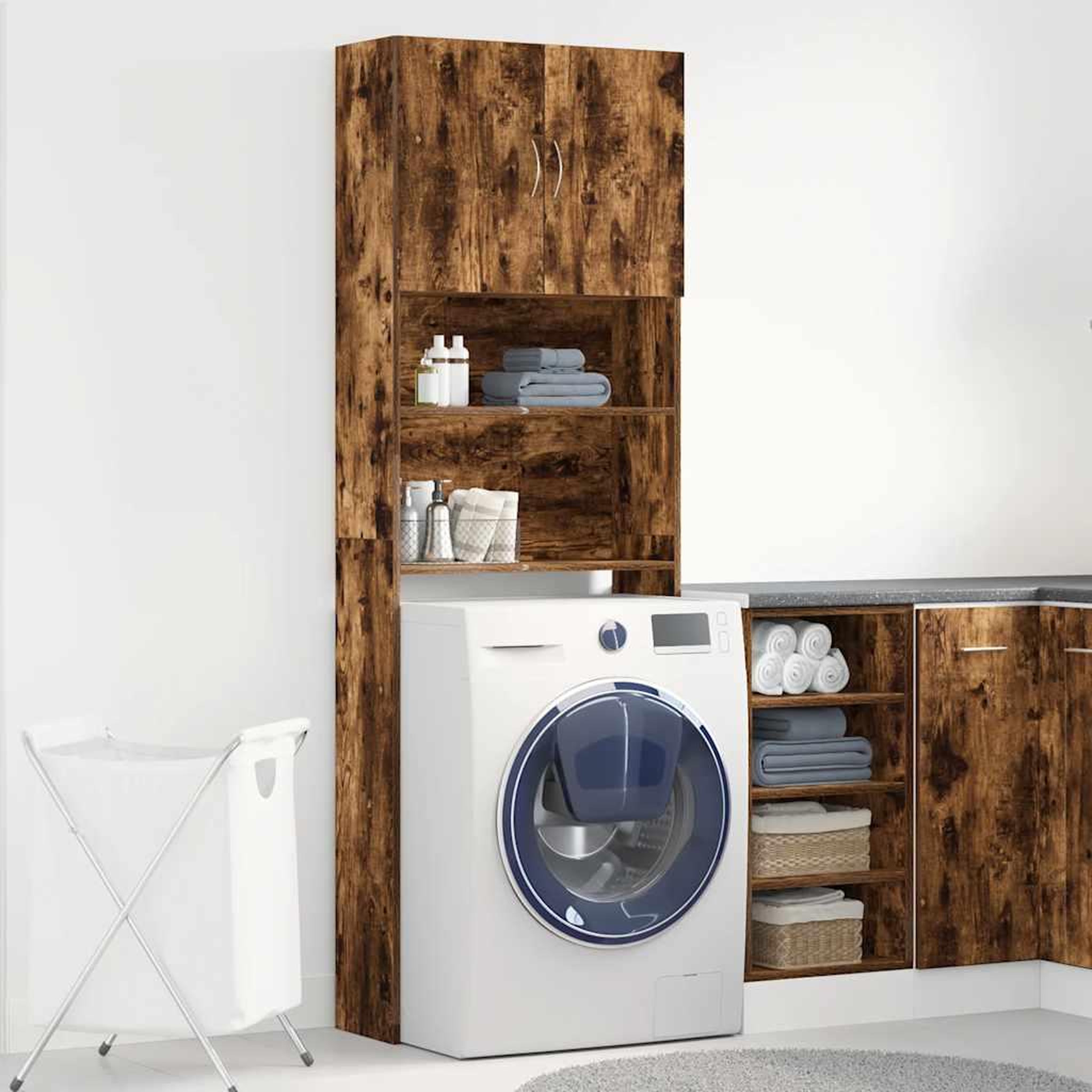 Voir la diapositive 3 : VIDAXL Armoire de machine a laver chene fume bois d'ingenierie