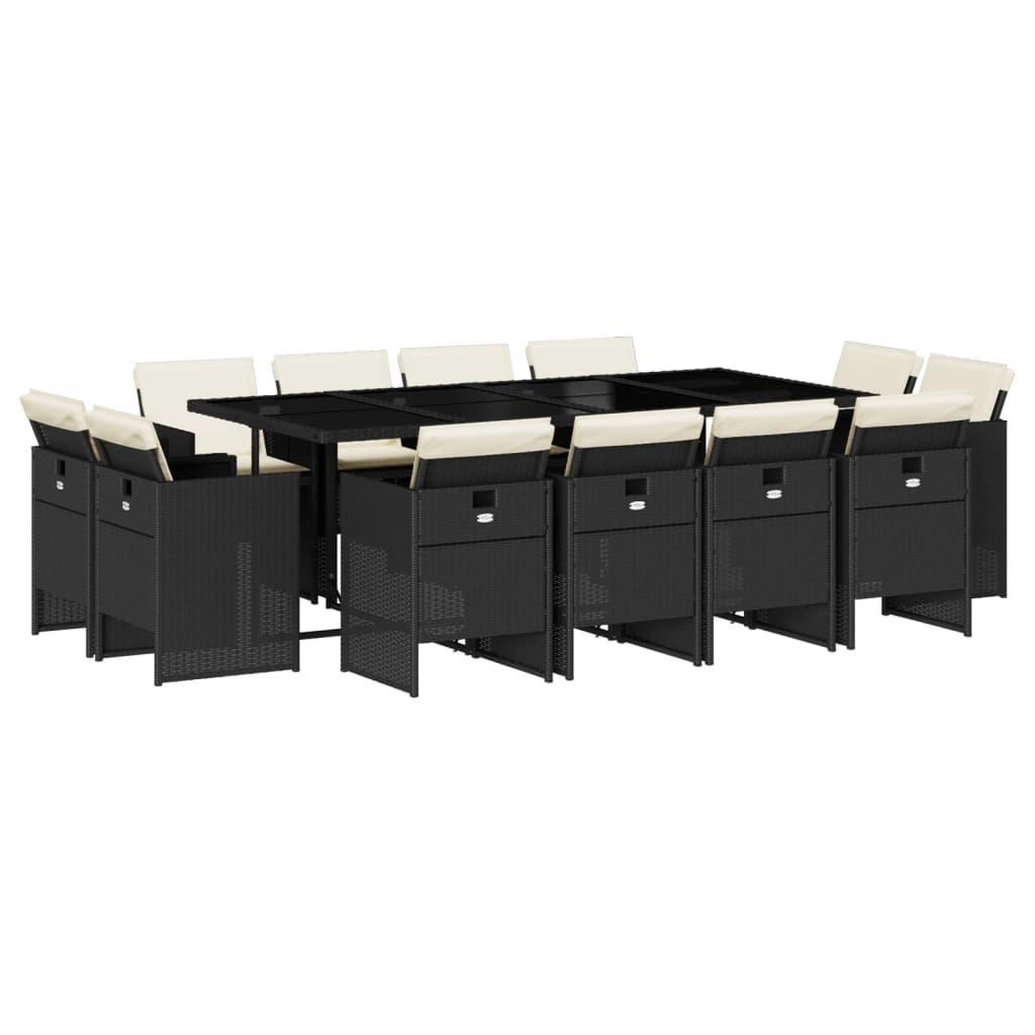 Voir la diapositive 2 : VIDAXL Ensemble a manger de jardin 13 pcs coussins noir resine tressee
