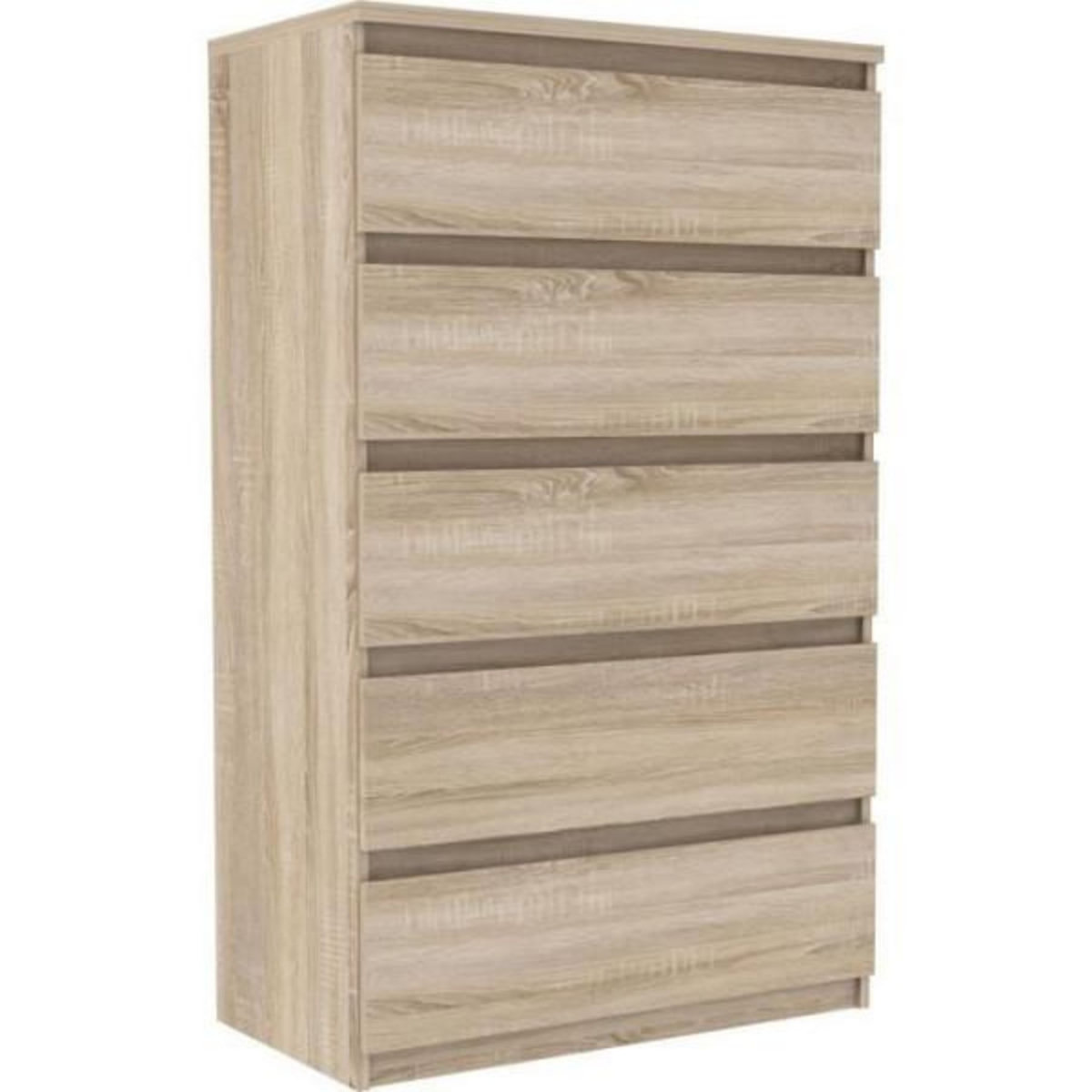 MARKET24 Commode CHELSEA 5 tiroirs - L 77,2 x P 42,2 x H 128,1 - Décor chene sonoma