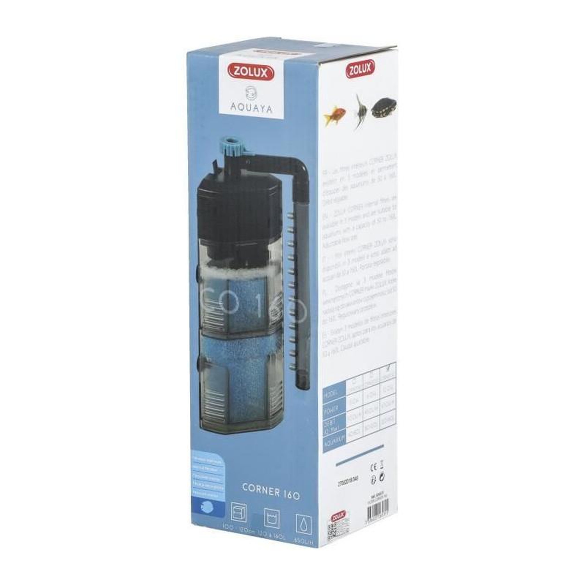 Voir la diapositive 3 : Zolux Filtre intérieur d'angle - Zolux - Pour aquarium de 120 a 160 L - Débit de 650 L/h - 12W