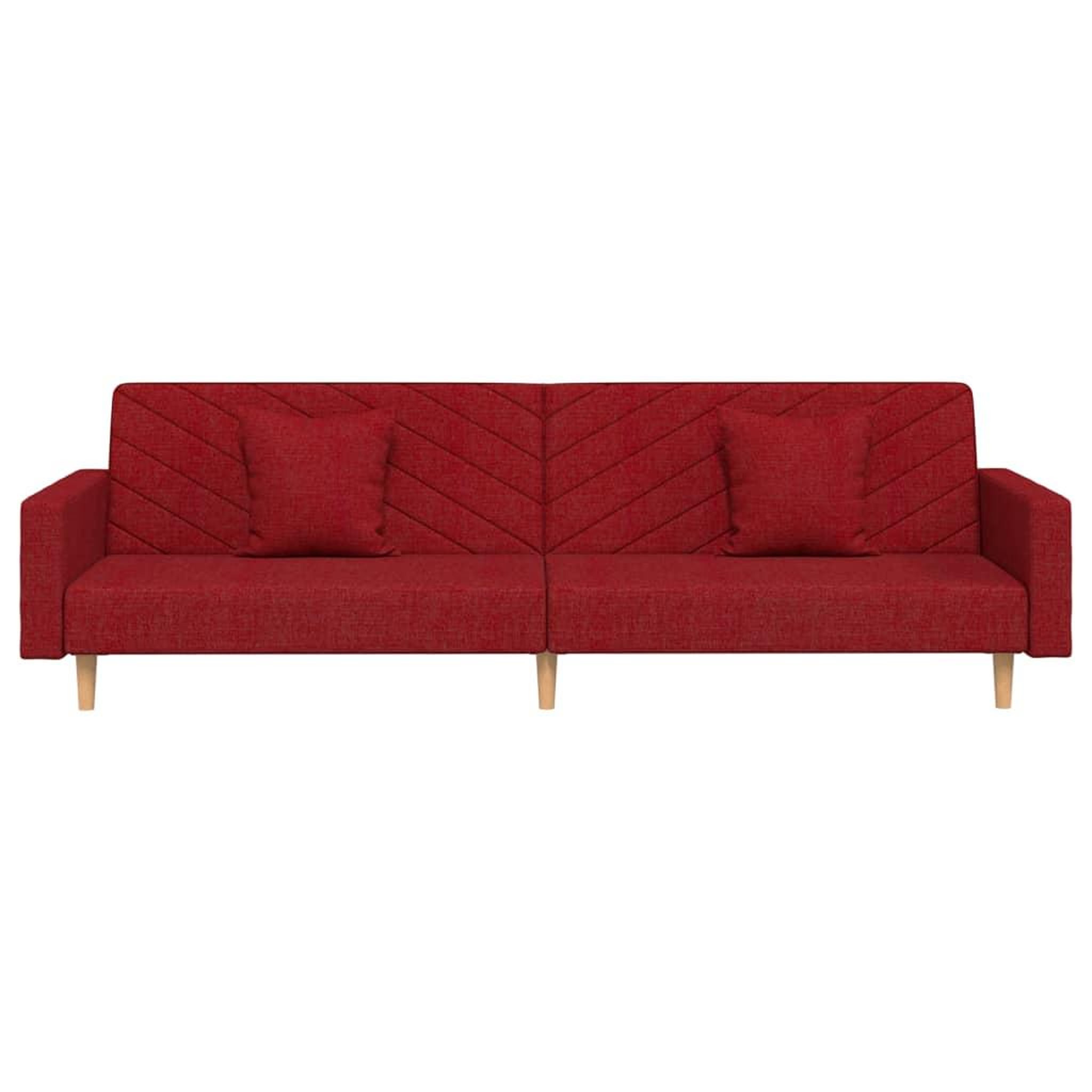 Voir la diapositive 5 : VIDAXL Canape-lit a 2 places avec deux oreillers rouge bordeaux tissu