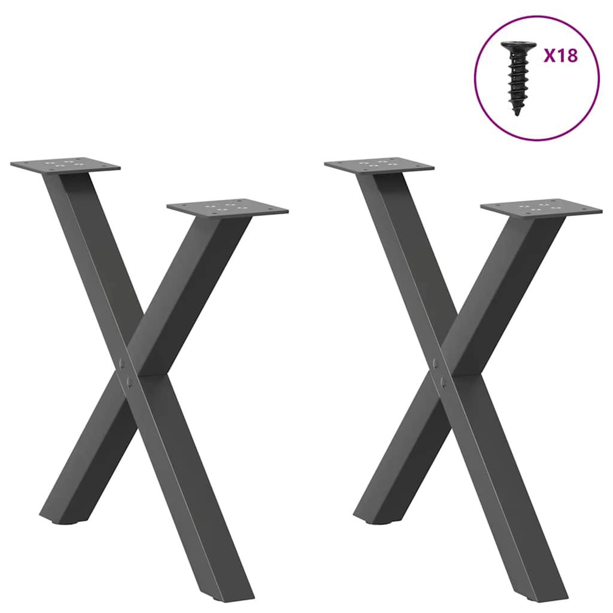 Voir la diapositive 3 : VIDAXL Pieds de table basse forme de X 2 pcs anthracite 50x(42-43) cm