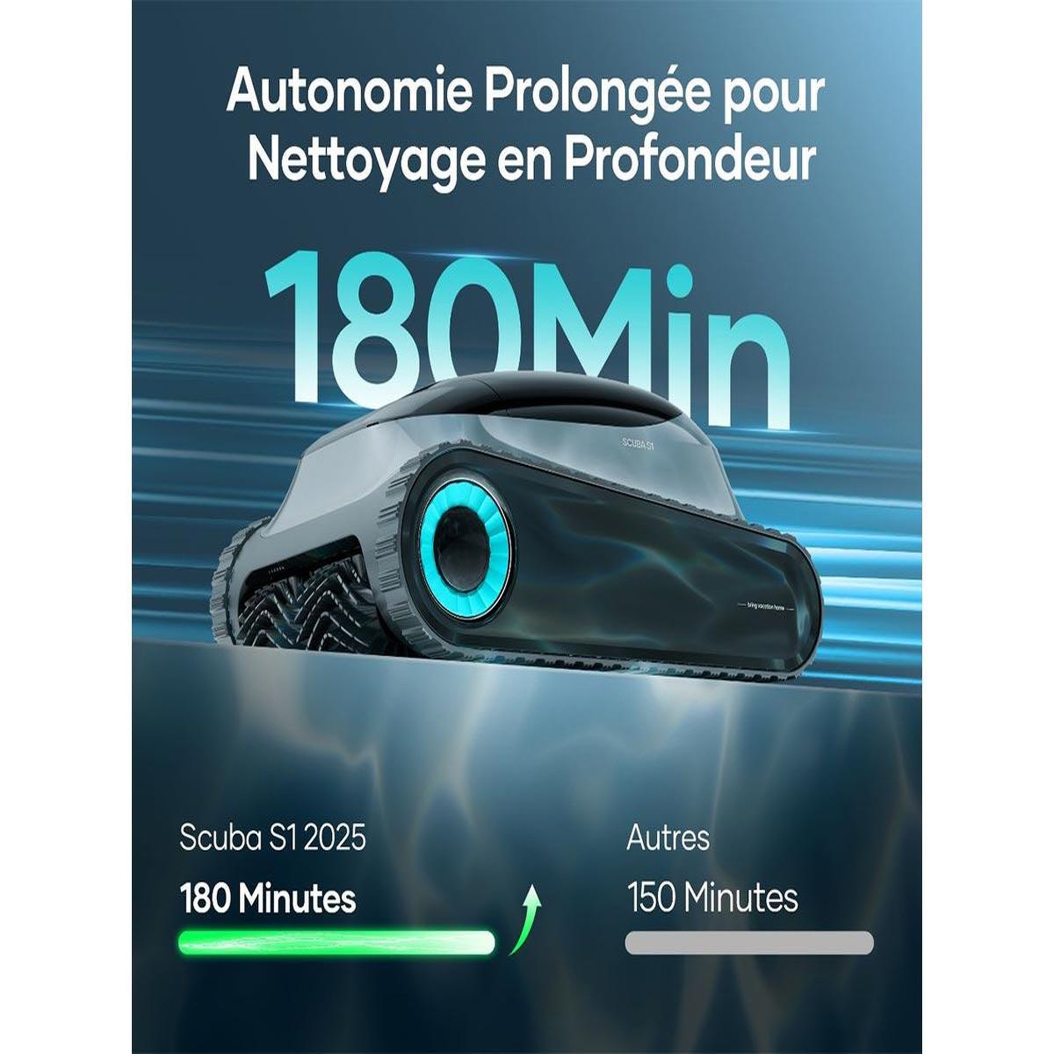 Voir la diapositive 6 : AIPER Robot piscine scuba s1 2025 sans fil - fond, parois, ligne d'eau - bassin jusqu'à 150 m²