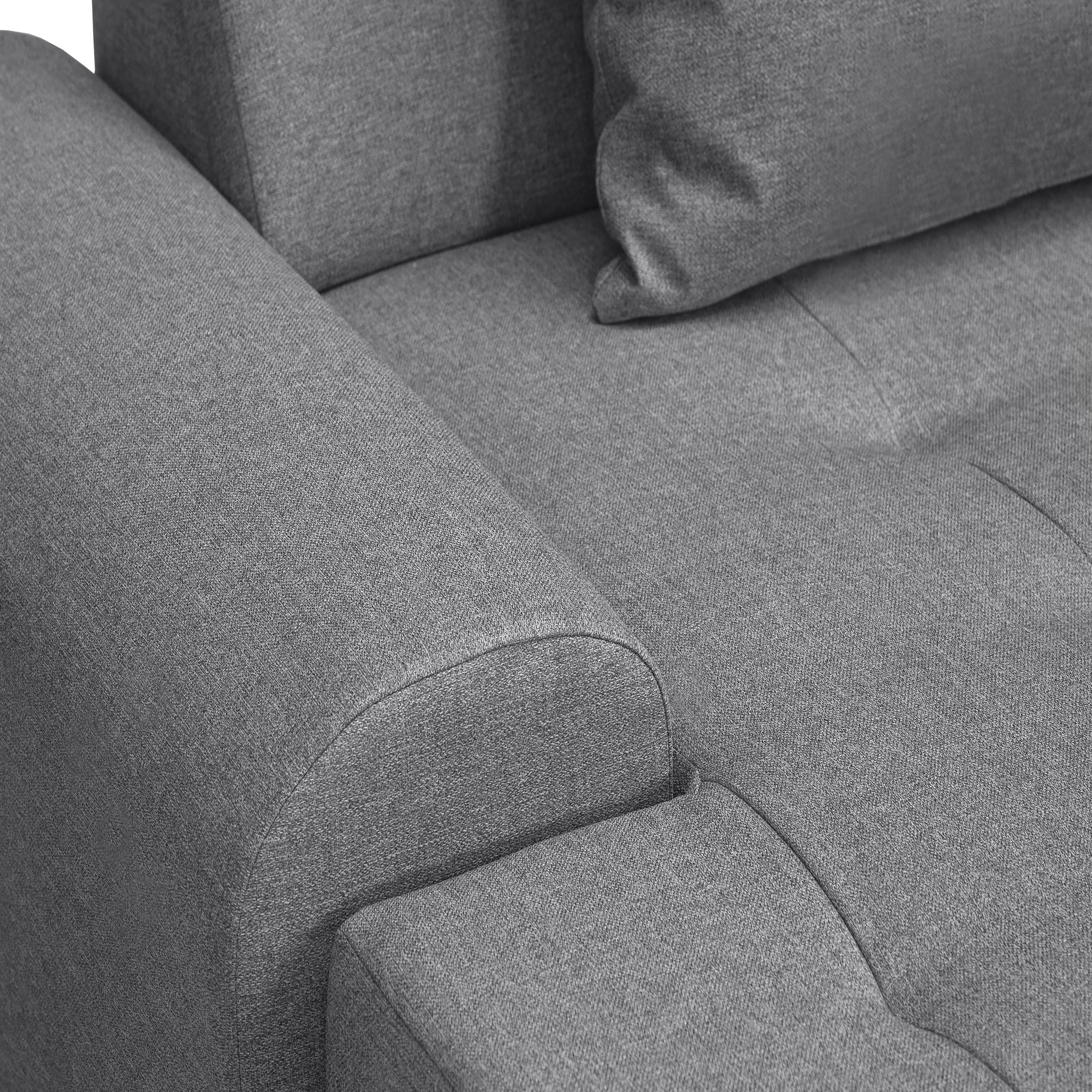 Voir la diapositive 8 : Canapé d'angle gauche panoramique convertible en tissu gris clair 6 places WIDE 