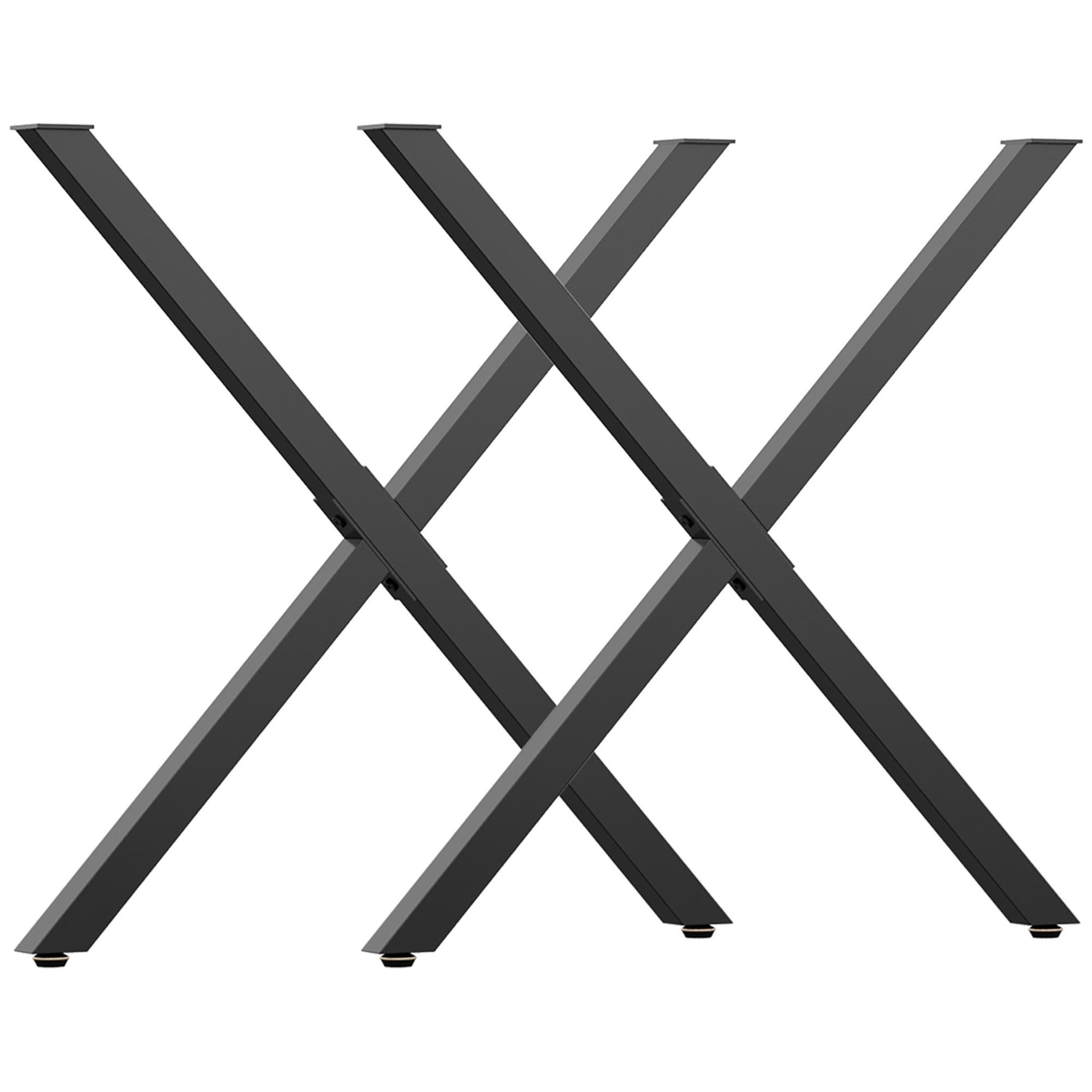 HOMCOM Lot de 2 pieds de table design industriel en croix - piètement antidérapant - dim. 70L x 8l x 72H cm - acier époxy noir
