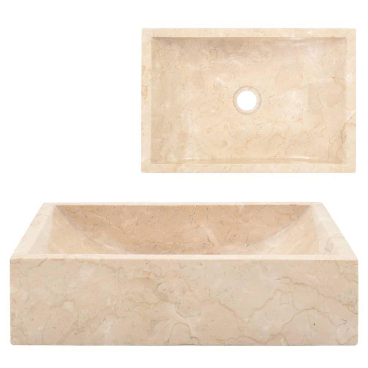 VIDAXL Lavabo 45x30x12 cm marbre creme brillant