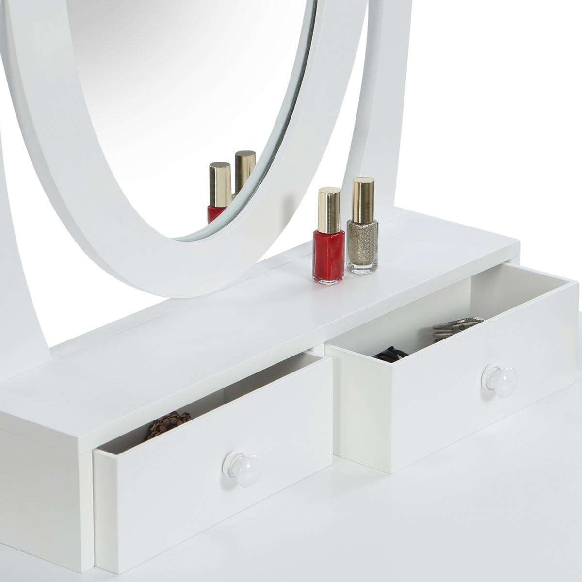 ID MARKET Coiffeuse BETTY avec miroir et tabouret