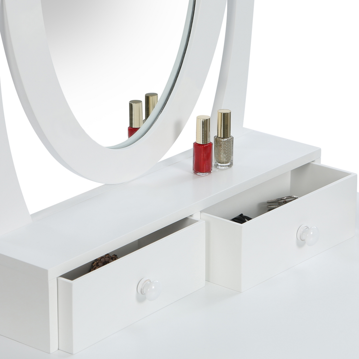 ID MARKET Coiffeuse BETTY avec miroir et tabouret