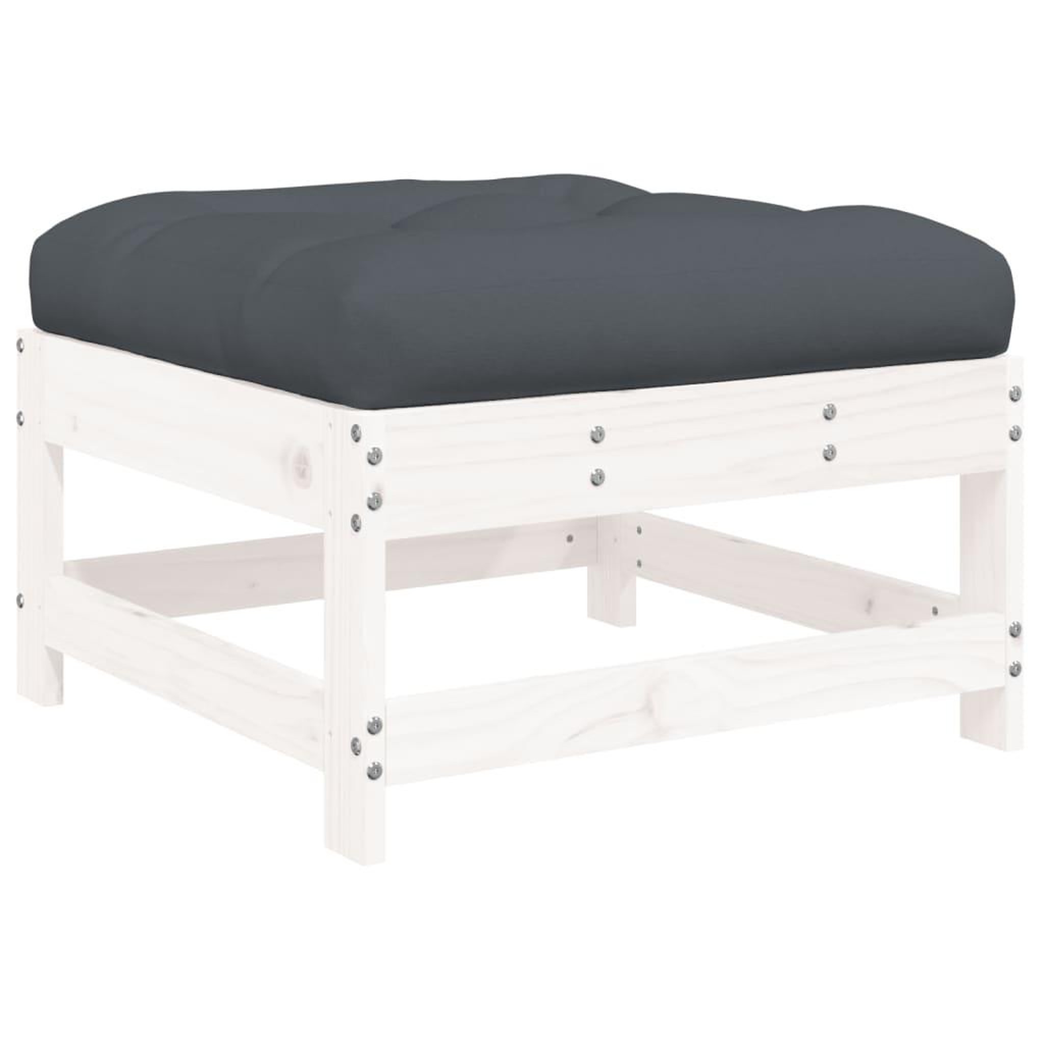 Voir la diapositive 5 : VIDAXL Repose-pied de jardin avec coussin blanc bois de pin massif