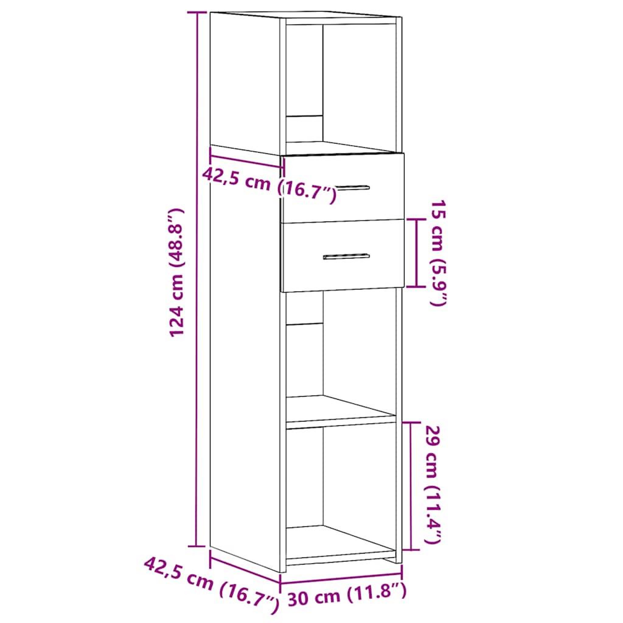 Voir la diapositive 6 : VIDAXL Buffet haut sonoma gris 30x42,5x124 cm bois d'ingenierie