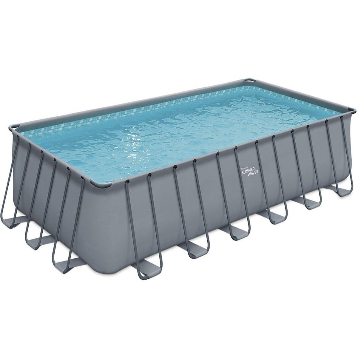 Habitat et Jardin Piscine tubulaire grise -  LUDO 5  - 7.32 x 3.66 x 1.32 m - Filtration à  sable 5,7m3/H