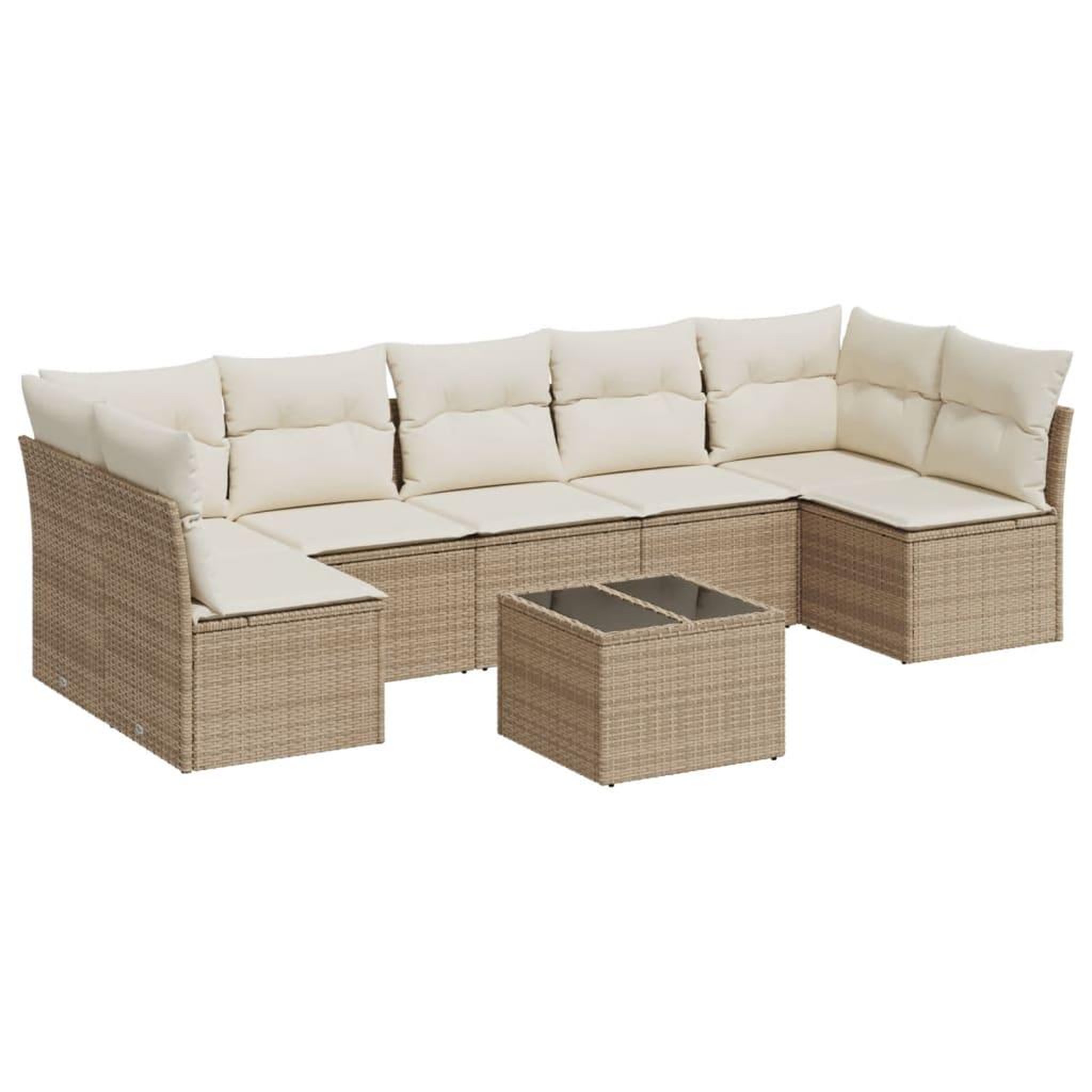 Voir la diapositive 2 : VIDAXL Salon de jardin avec coussins 8 pcs beige resine tressee