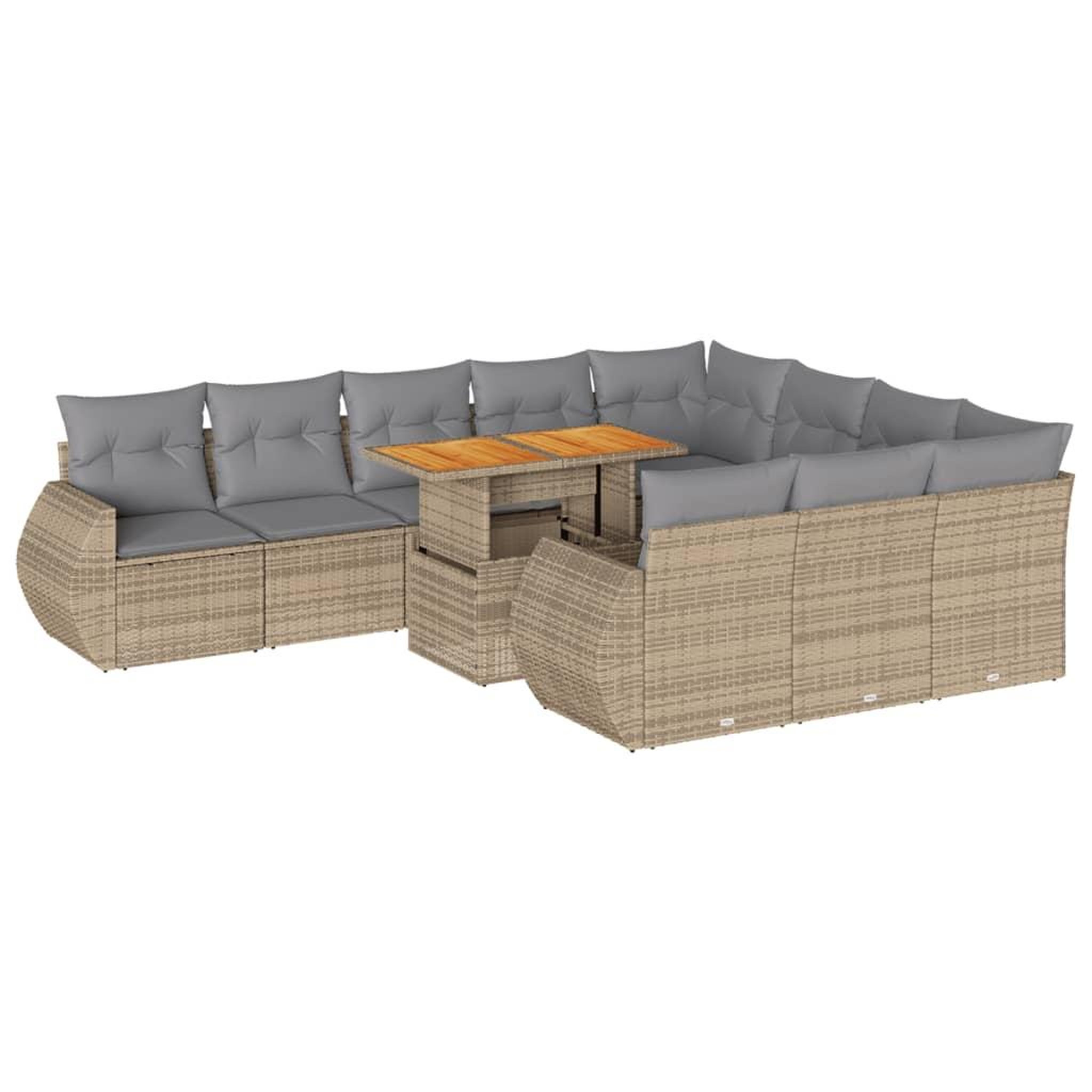 Voir la diapositive 2 : VIDAXL Salon de jardin 11 pcs avec coussins beige resine tressee