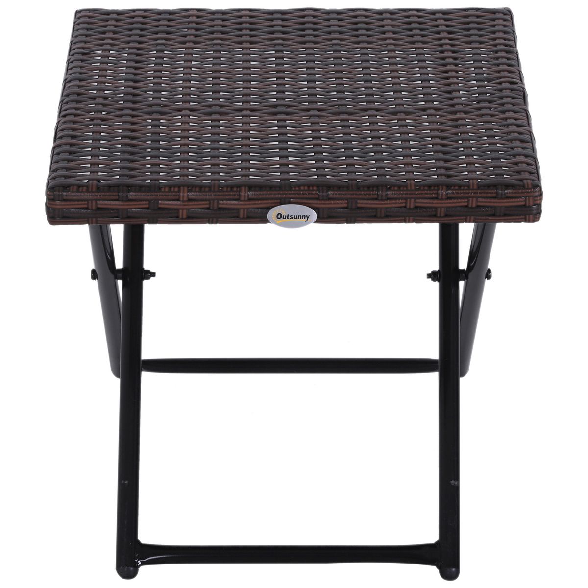 OUTSUNNY Table basse pliable de jardin style cosy chic dim. 40L x 40l x 40H cm métal époxy résine tressée imitation rotin marron
