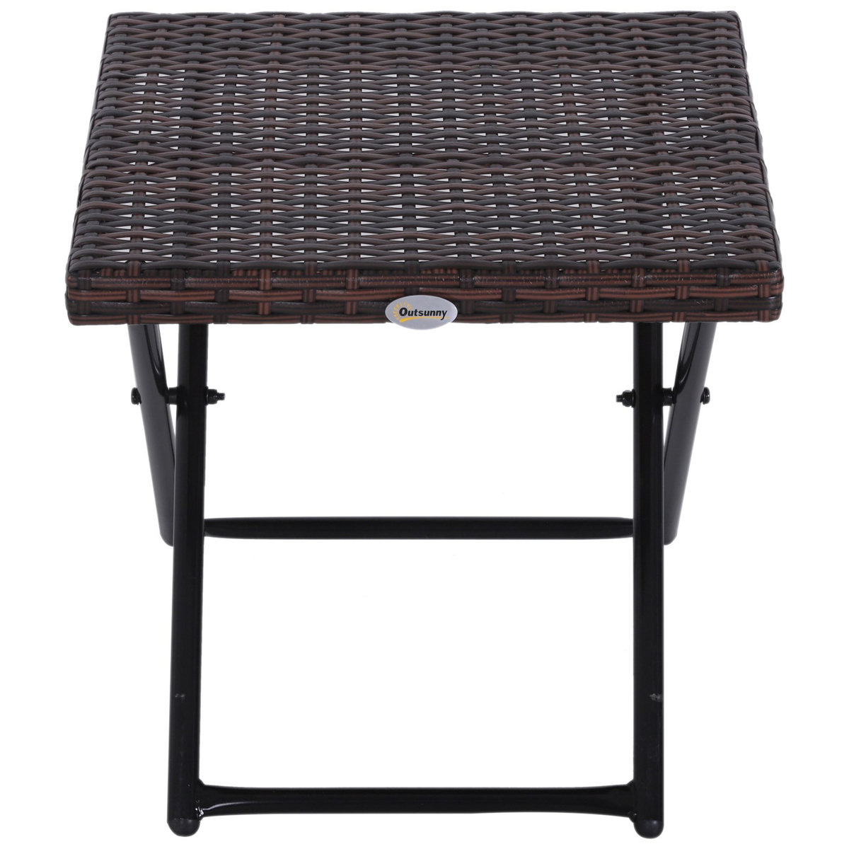 OUTSUNNY Table basse pliable de jardin style cosy chic dim. 40L x 40l x 40H cm métal époxy résine tressée imitation rotin marron