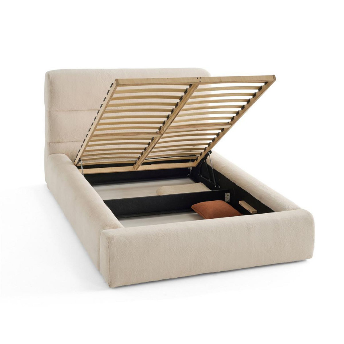 LISA DESIGN Sunset - lit coffre - 140x190 cm - sommier inclus - en fausse fourrure