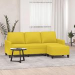 VIDAXL Canape a 3 places avec repose-pieds Jaune clair 180 cm Tissu