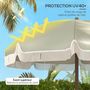 Voir la diapositive 3 : OUTSUNNY Parasol droit de plage jardin style bohème à franges UV40+ vert