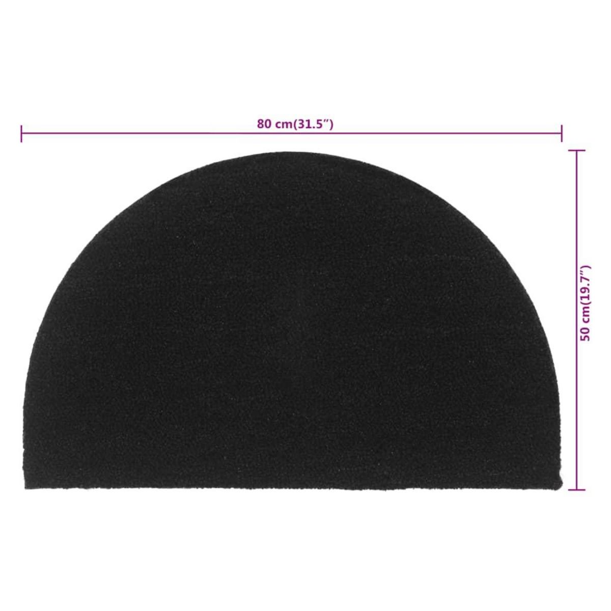 VIDAXL Tapis de porte noir demi-rond 50x80 cm fibre de coco touffete