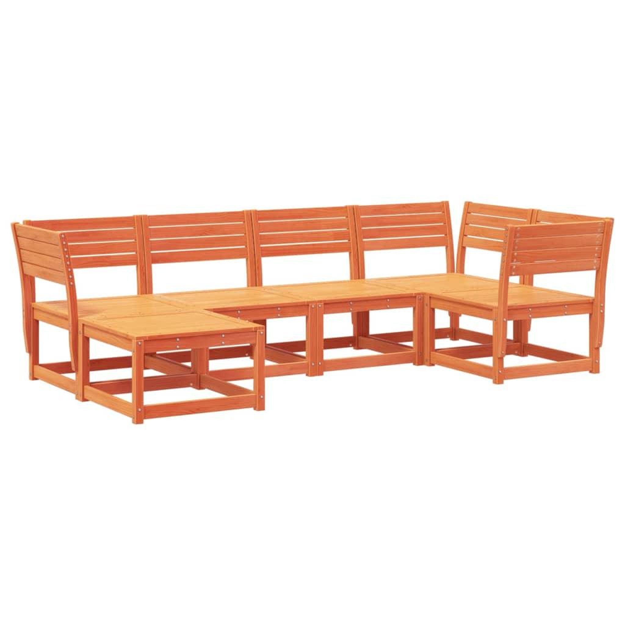 Voir la diapositive 2 : VIDAXL Salon de jardin 6 pcs cire marron bois de pin massif