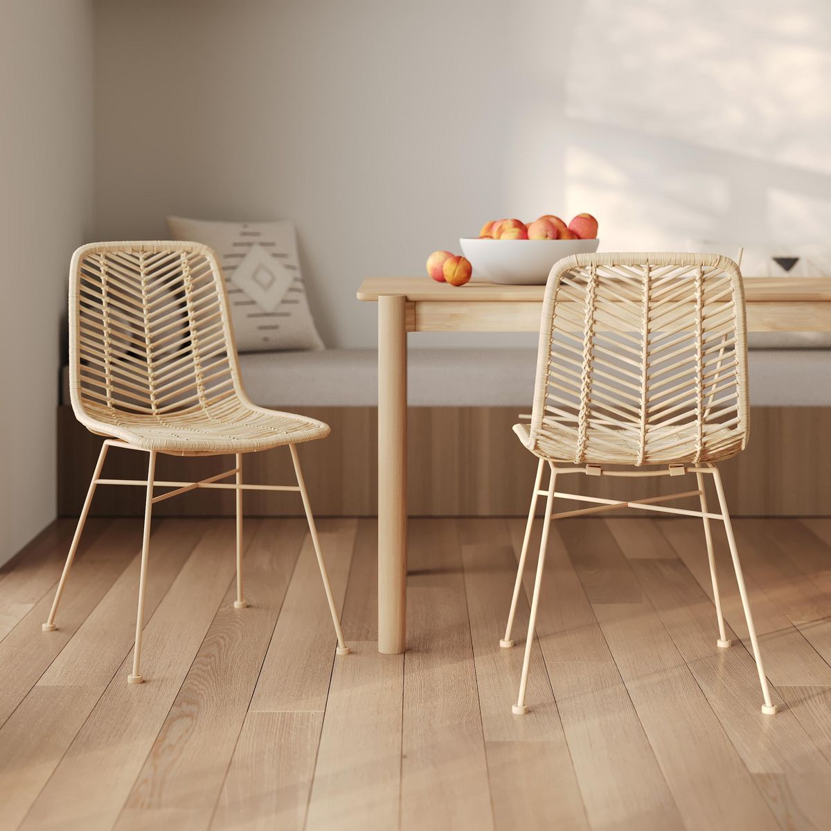 Rendez vous déco Lot de 2 chaises en rotin naturel et pieds en métal - Tamara