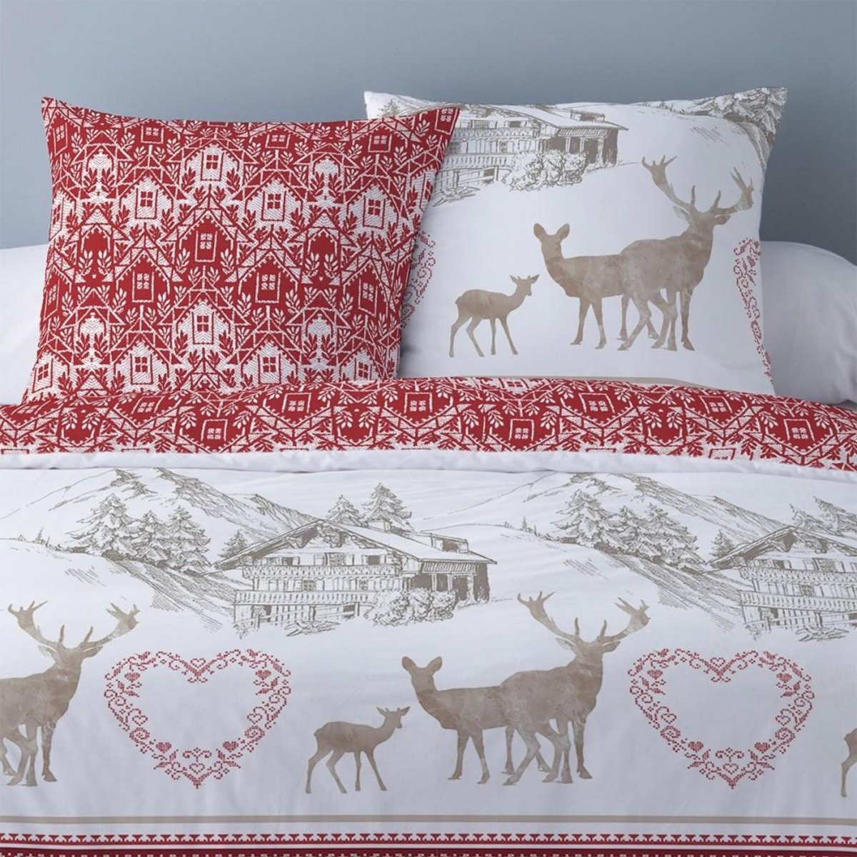 Dourev Housse de couette 240x220 Olaf + 2 taies coton flanelle