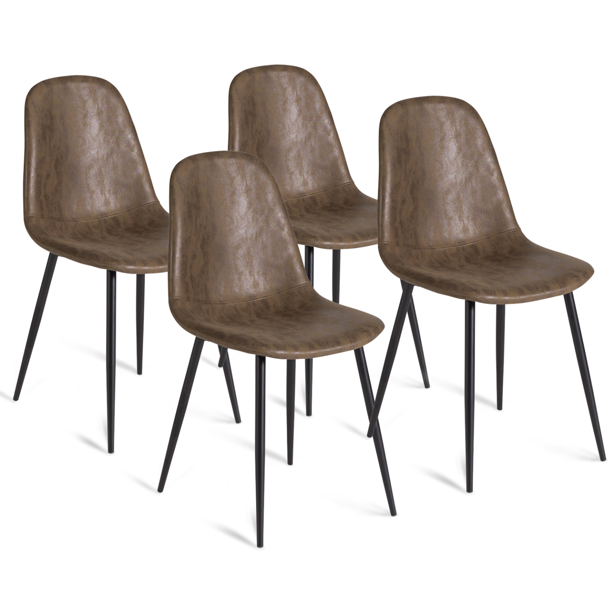 ID MARKET Lot de 4 chaises vintage dali marron pour salle à manger