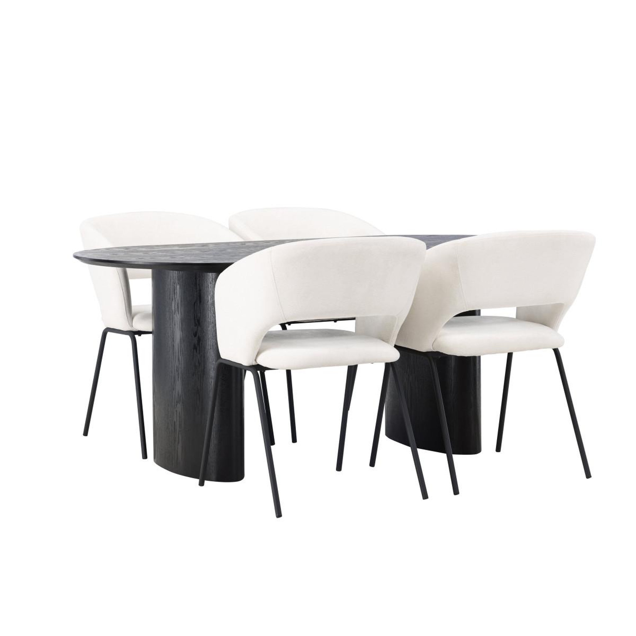 Paris Prix Ensemble table à manger & 4 chaises  isolde & day  180cm noir & blanc cassé