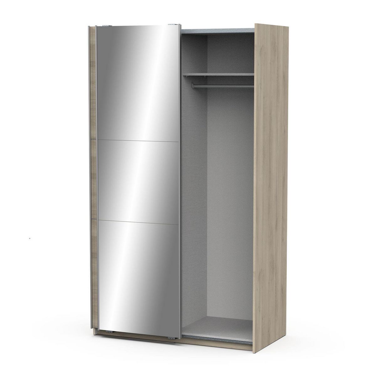 Armoire 2 portes coulissantes 1 miroir L120 cm THIBAULT