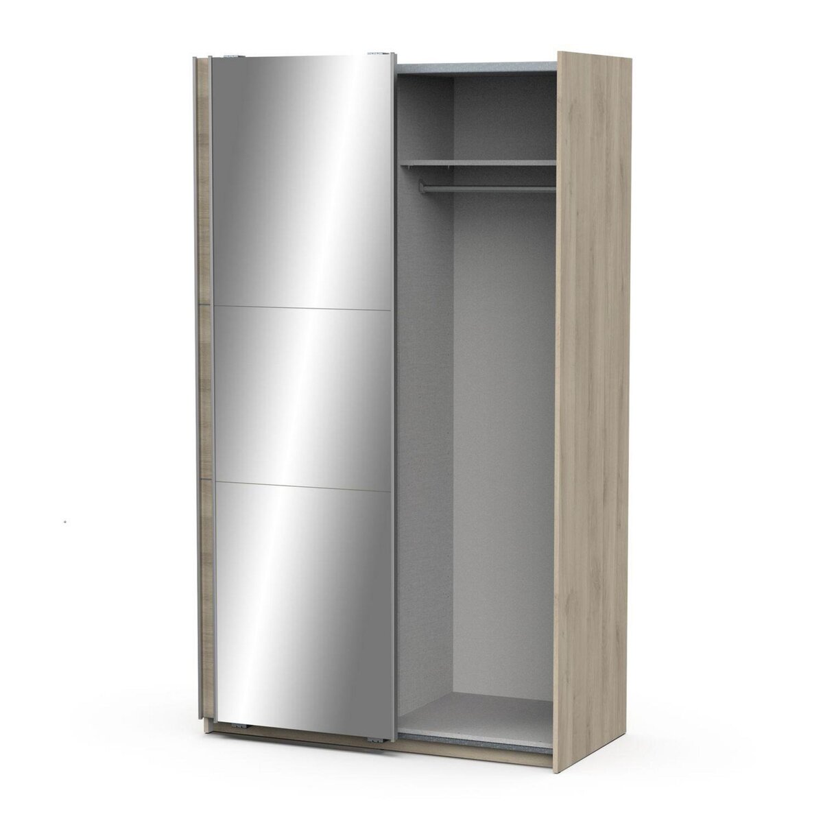 Armoire 2 portes coulissantes 1 miroir L120 cm THIBAULT