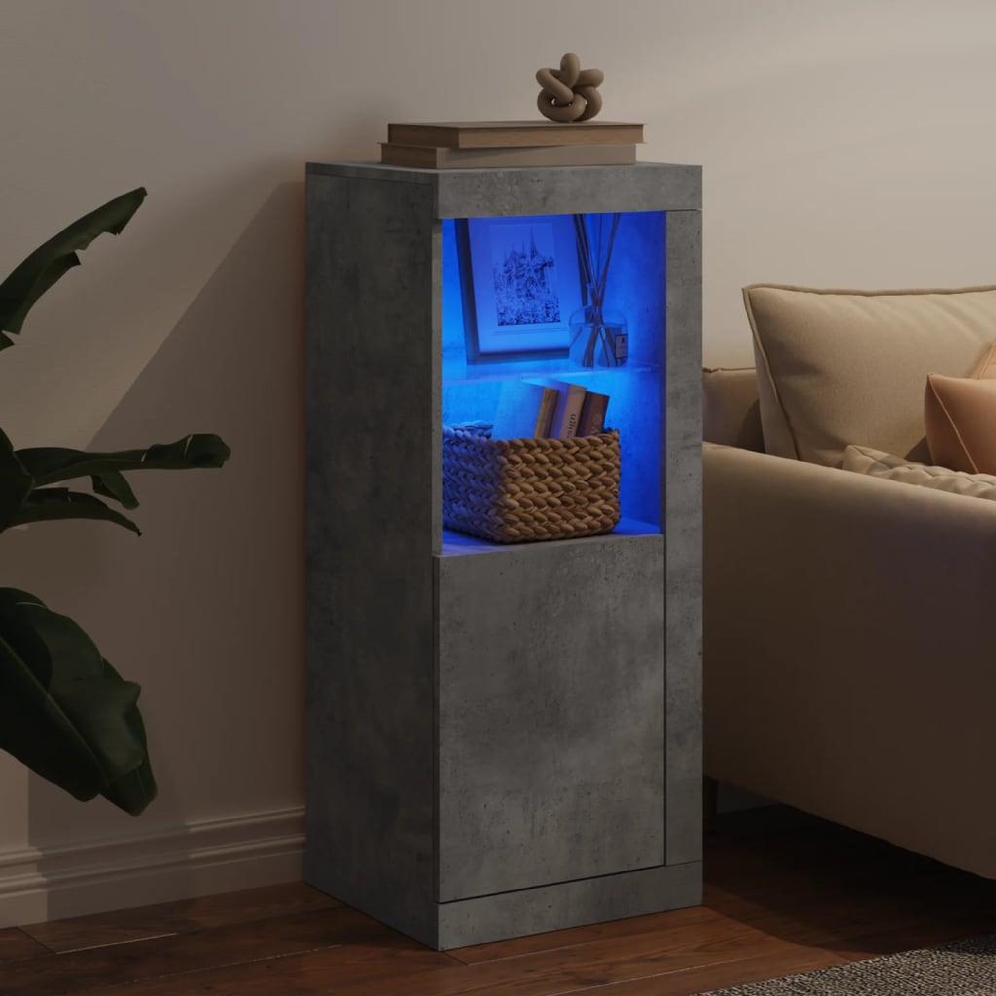 Voir la diapositive 4 : VIDAXL Buffet avec lumieres LED gris beton 41x37x100 cm