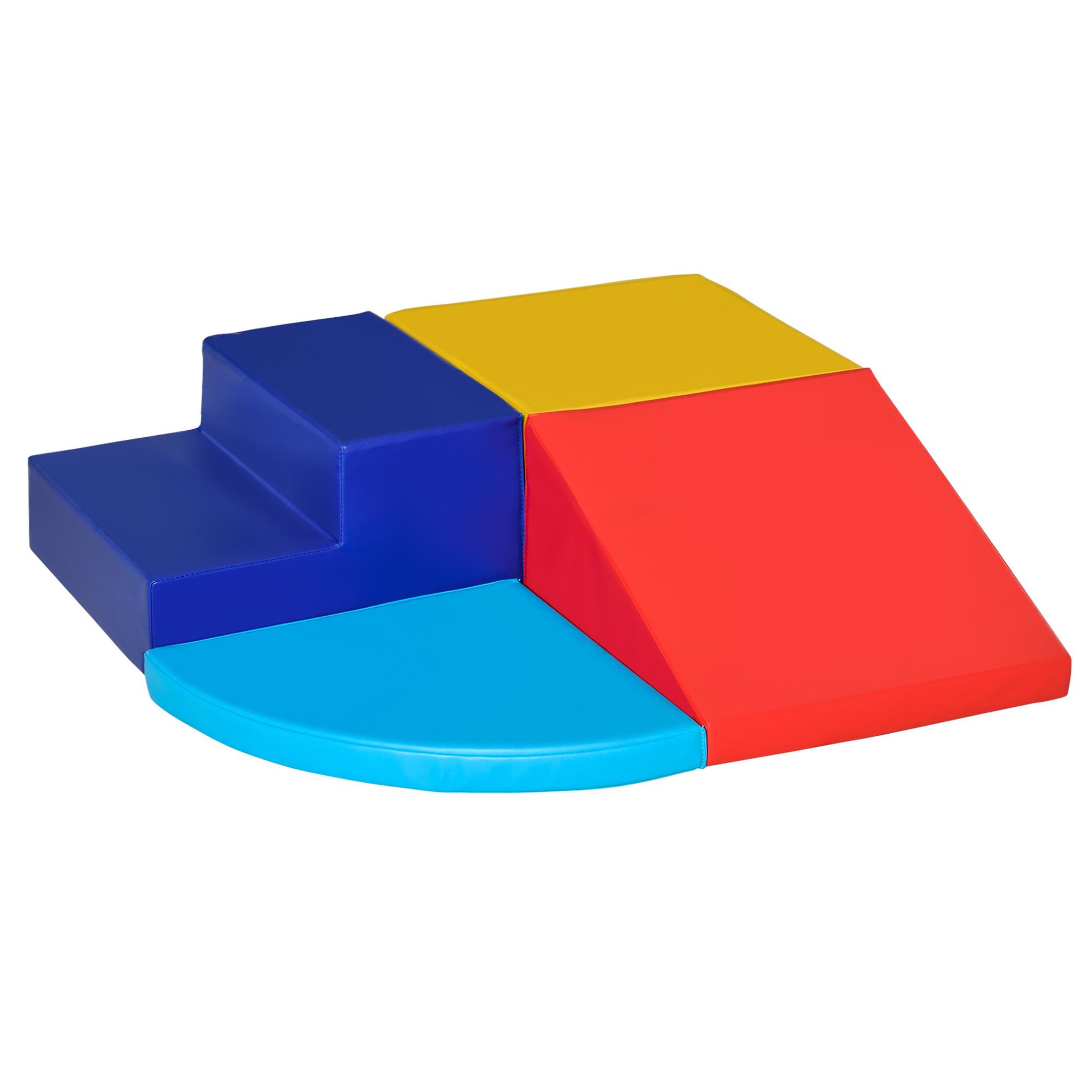 Voir la diapositive 1 : HOMCOM 4 blocs de construction en mousse XL - modules de motricité - jouets éducatifs - certifiés normes EN71-1-2-3 - mousse EPE revêtement PU bleu rouge jaune