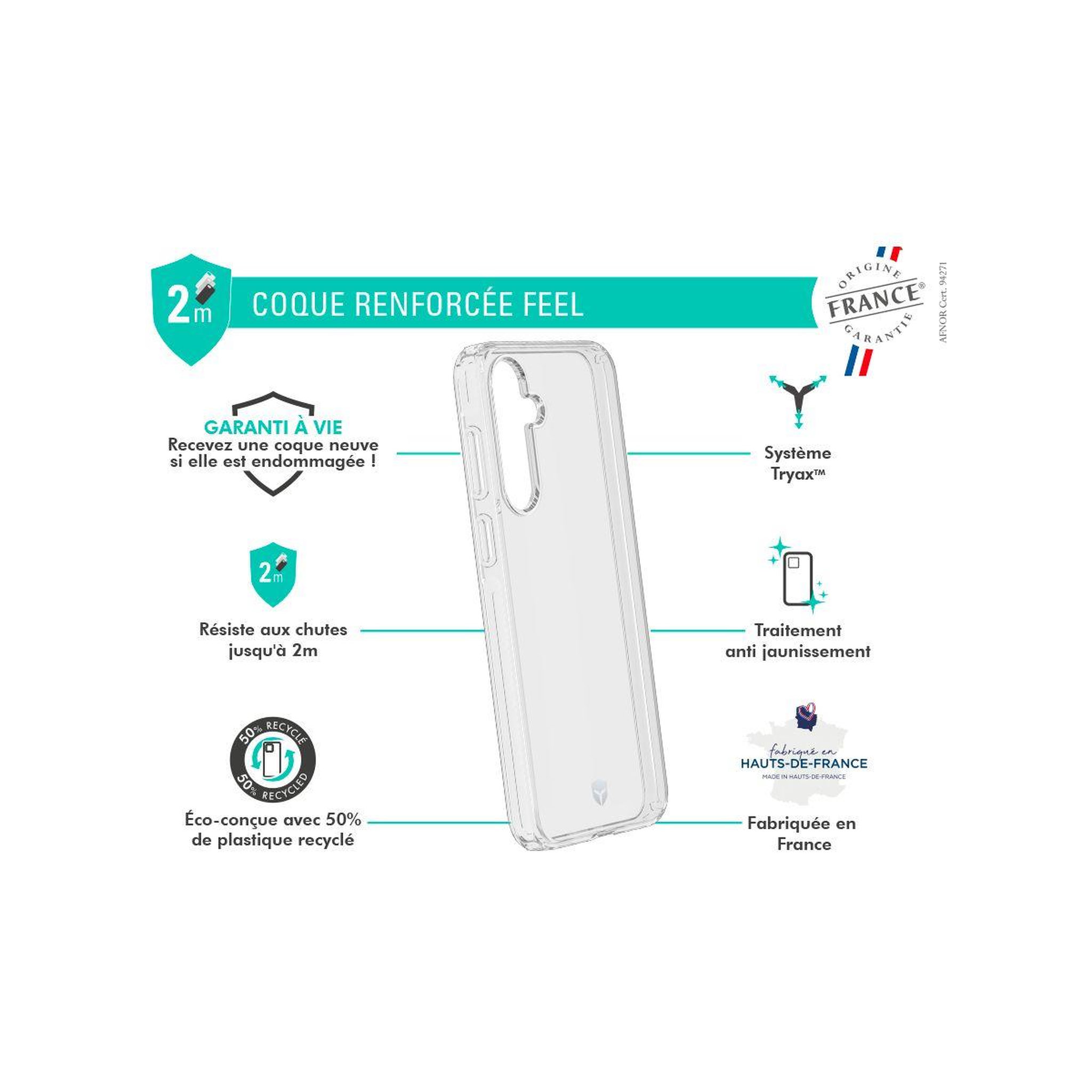 Voir la diapositive 3 : FORCE CASE Coque samsung galaxy a16 transparent