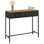 ID MARKET Console 1 tiroir ESTER métal noir plateau bois design industriel