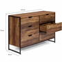 Voir la diapositive 5 : ID MARKET Commode 6 tiroirs HAWKINS 115 cm bois foncé design industriel