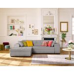 LISA DESIGN Vermont - canapé d'angle gauche - 4 places - convertible avec coffre - en velours côtelé. Coloris disponibles : Gris