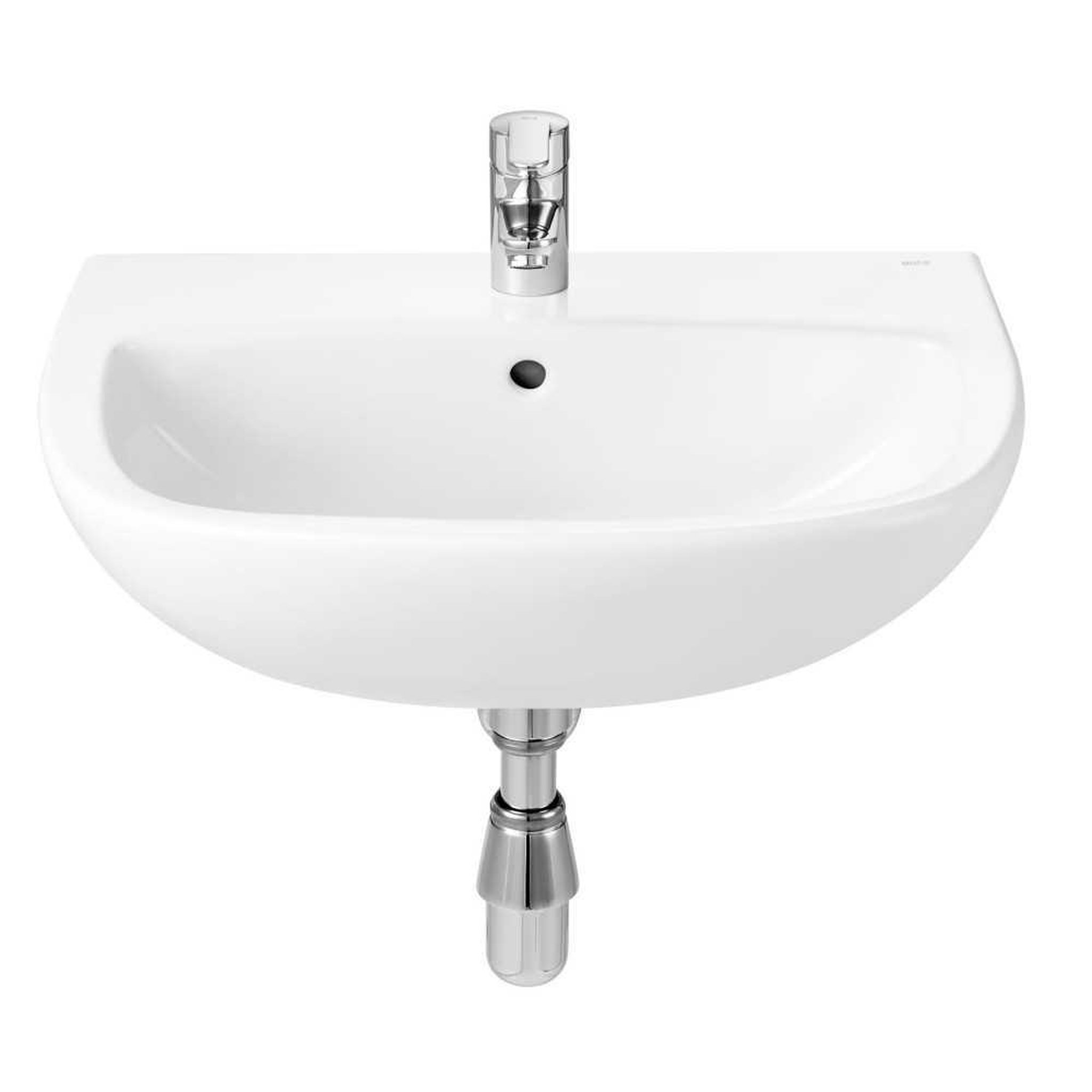 Roca Vasque/vasque murale simple blanc en porcelaine polo plus, 1 trou de robinet central, finition brillante, 45 x 55 x 16 cm