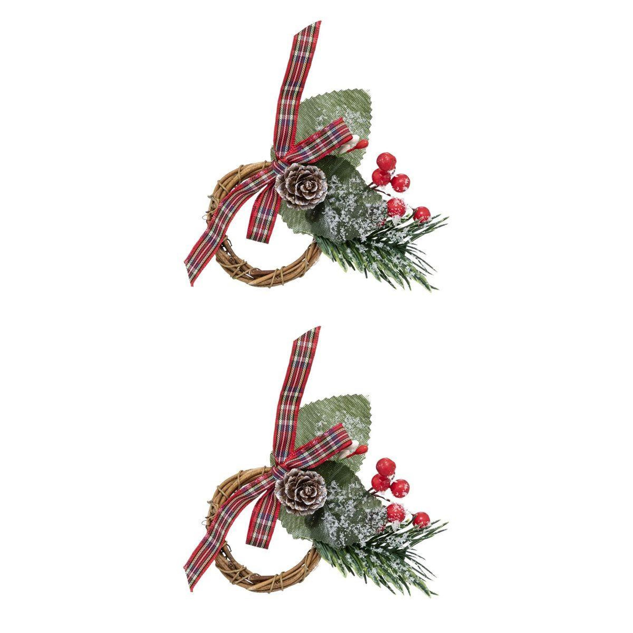 ATMOSPHERA Lot de 2 ronds de serviette  marron glacé  9cm vert