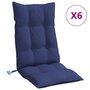 Voir la diapositive 2 : VIDAXL Coussins de chaise a dossier haut lot de 6 bleu marine