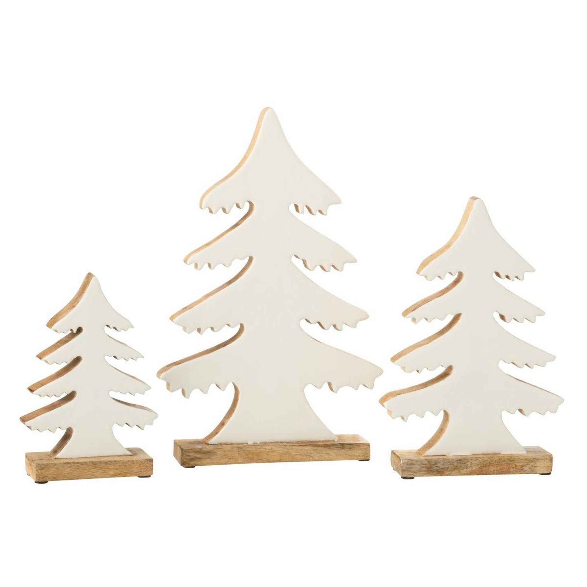 Voir la diapositive 2 : J-LINE Sapin déco en bois  cosy  35cm blanc