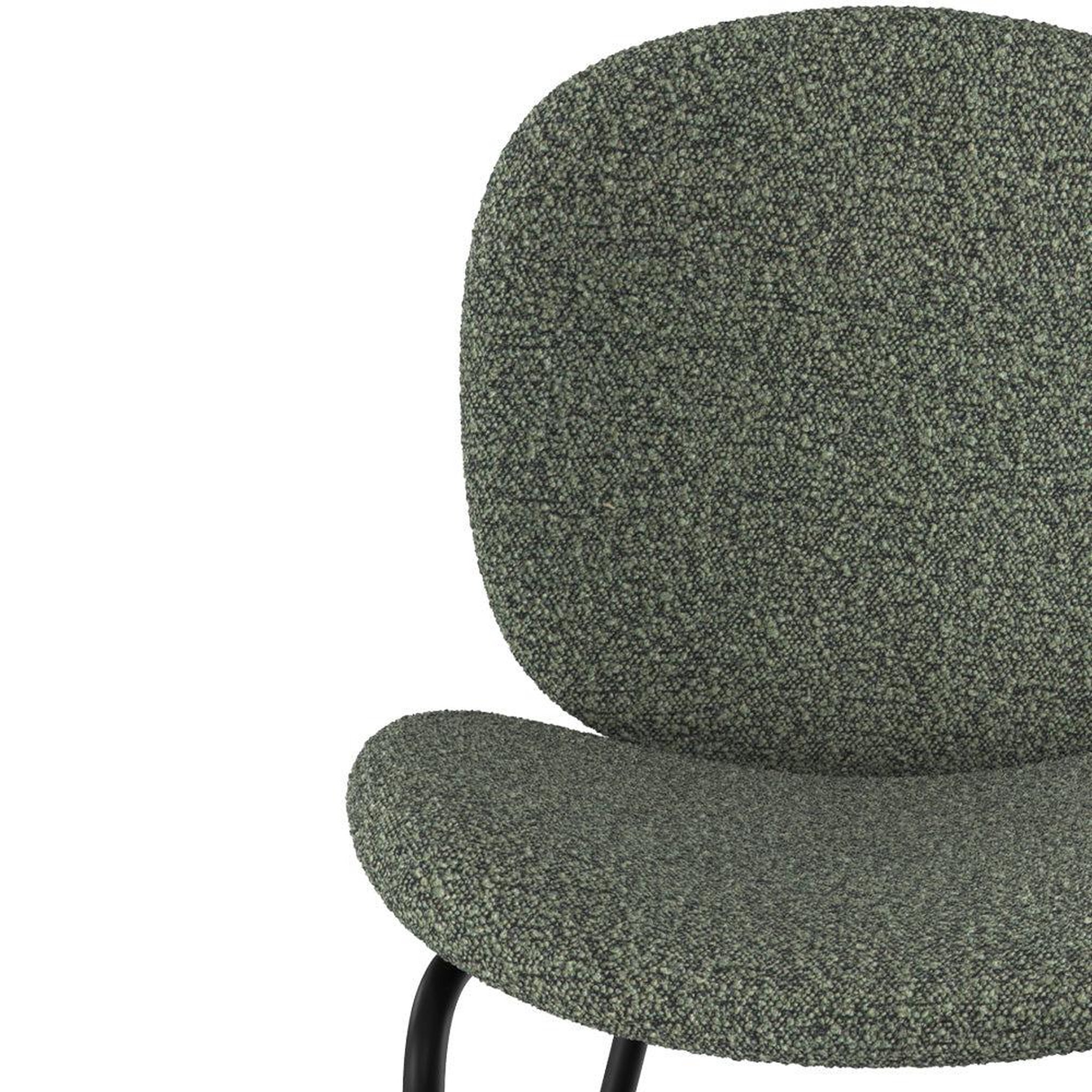Voir la diapositive 6 : MAISON PAVANE Lot de 2 chaises en tissu bouclé vert et pieds en métal noir-iris