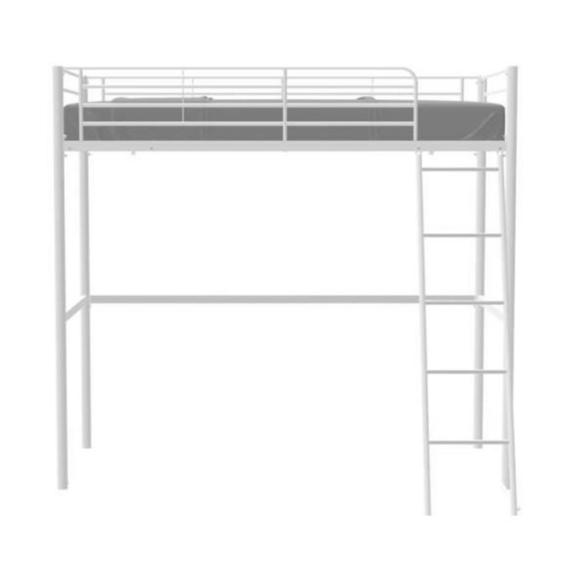 MARKET24 Lit mezzanine ELIOT 90 x 190 cm - Métal - Sommier inclus - Blanc