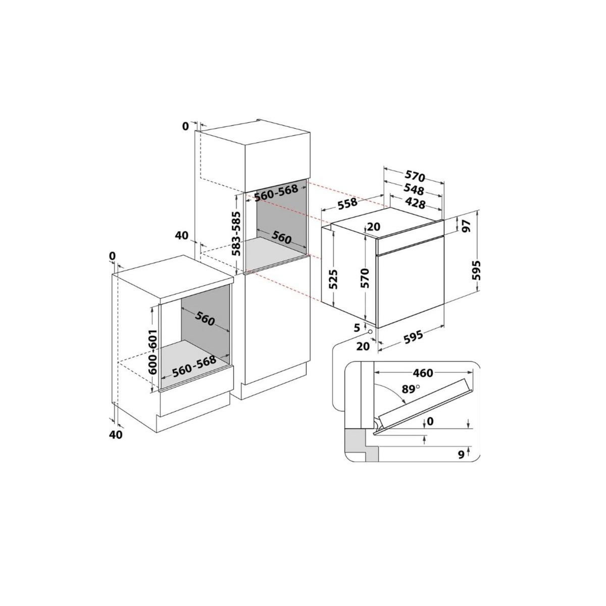 Whirlpool Four intégrable multifonction 71l 60cm pyrolyse inox - OMR551RROX